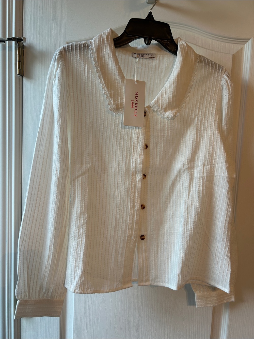 Miss Kelly 1999 Light Ivory Button Down Blouse